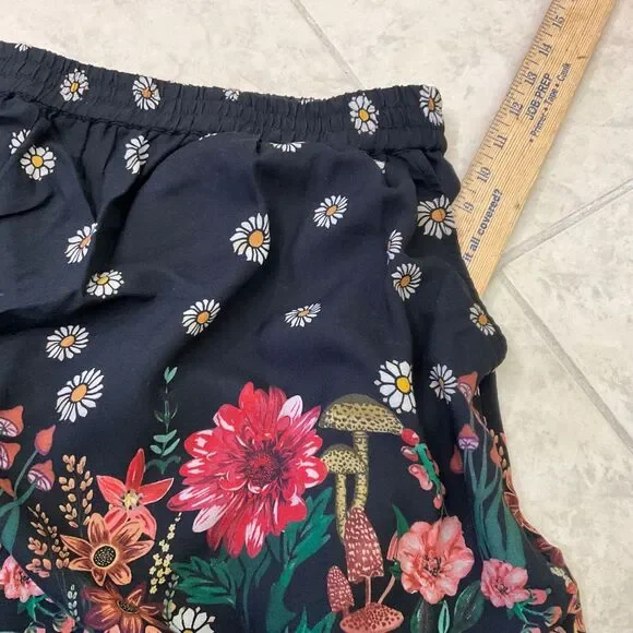 Natural Life Shorts XXL Floral Mushroom Boho Elastic Waist Pockets - Picture 11 of 11